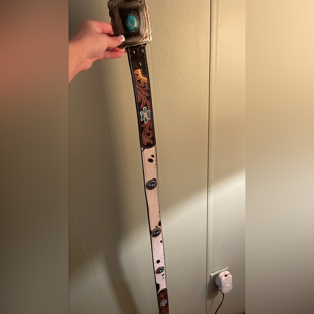 Floral Embellished Leather Belt
